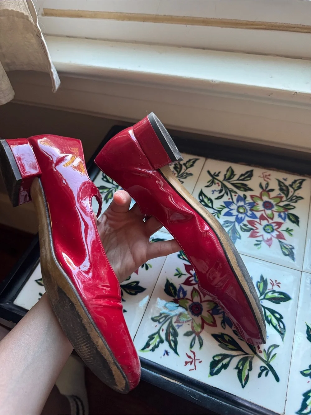 Women’s Red Patent Mary Jane Low Heels